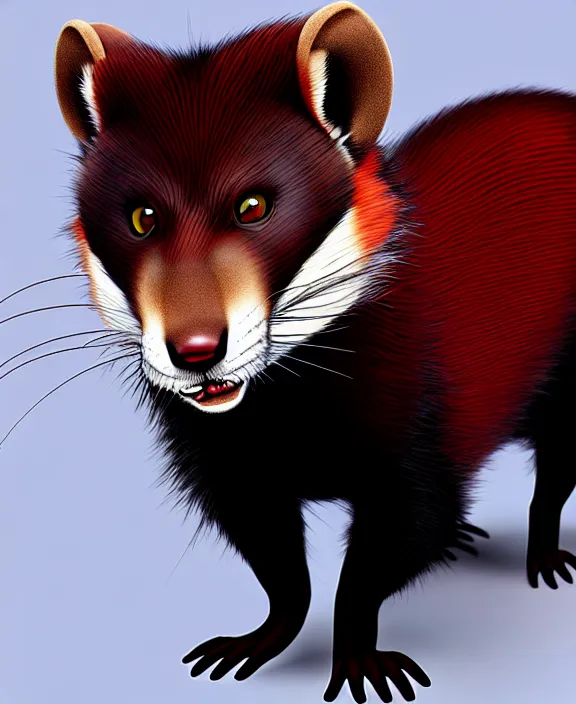 Image similar to furry - male - red - black - weasel - detective - fursona, ray tracing, photorealistic, trending on weasyl