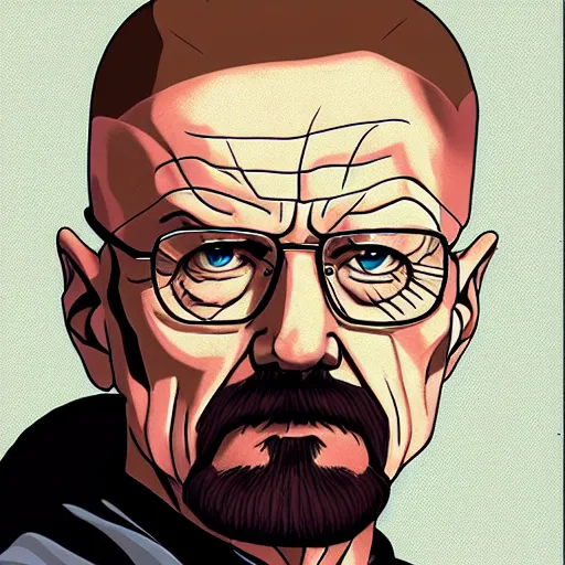 Prompt: walter white as an anime character, extremely detailed, portrait,