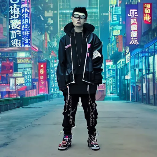 Prompt: chinese cyberpunk rapper