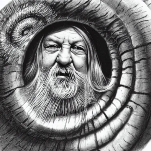 Image similar to robert wyatt in a snail shell, extremely detailed!!!