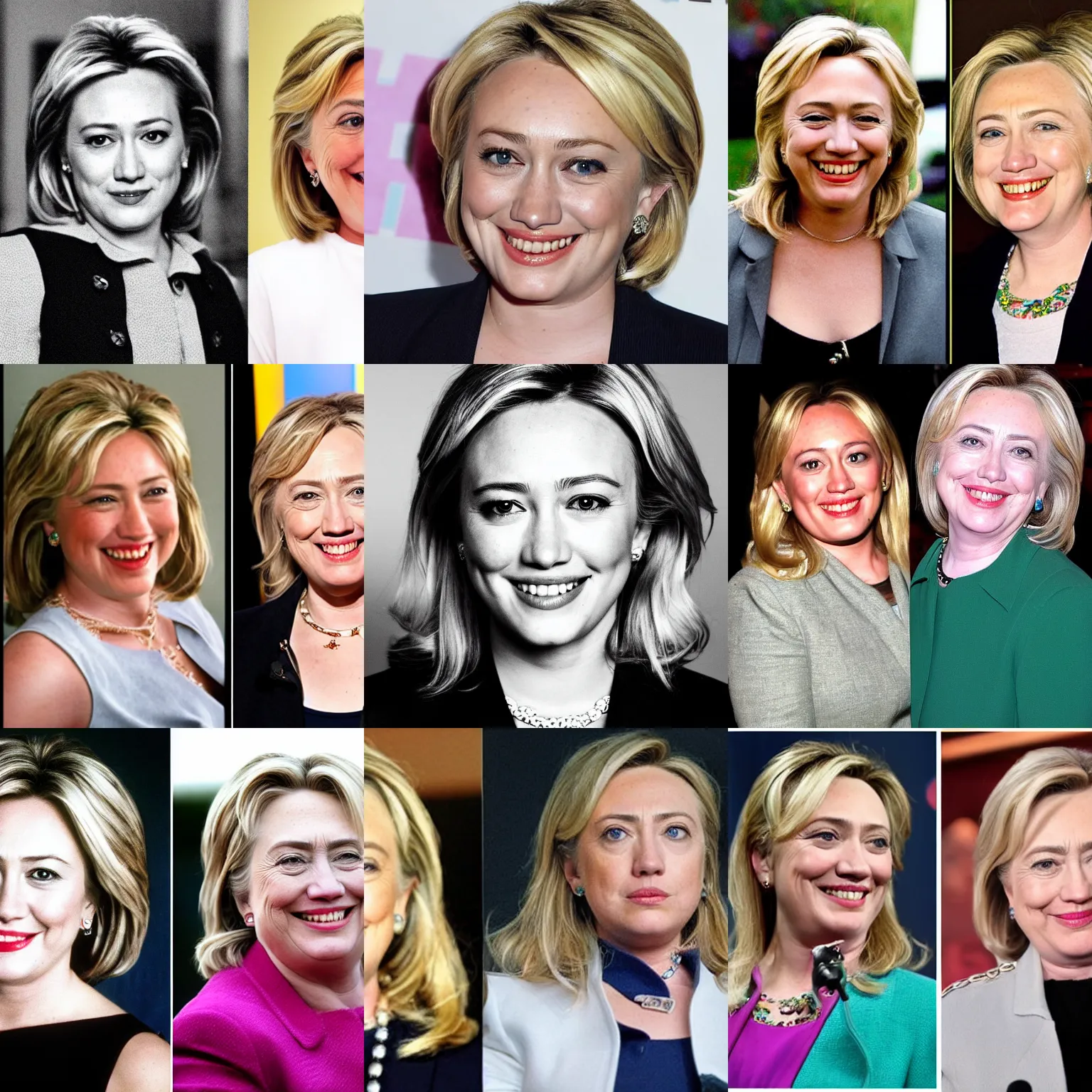 Prompt: a photo of a woman who looks like hillary duff and hillary clinton