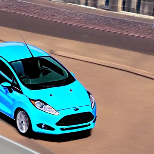 Prompt: 2013 ford fiesta in blue, in Pixar's cars, 3d Pixar cartoon, cars movie