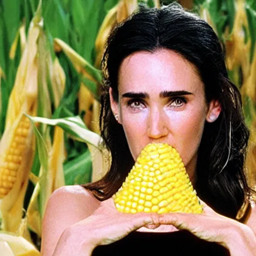 Prompt: jennifer connelly as a corn on the cob