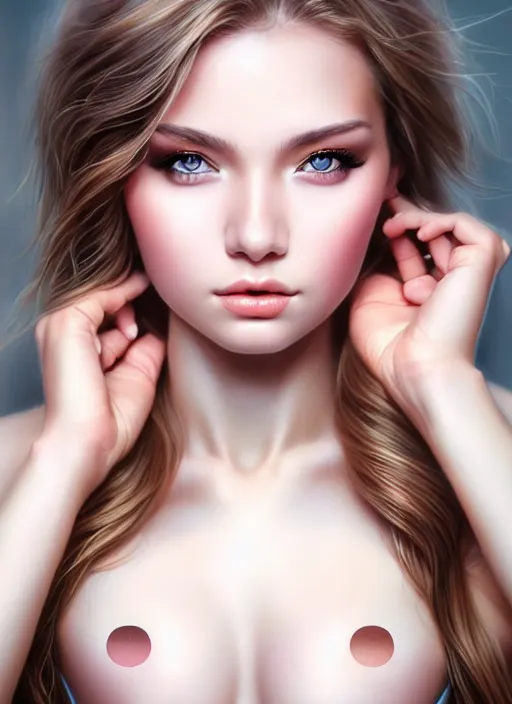 Image similar to a gorgeous female photo, professionally retouched, realistic, smooth face, perfect eyes, symmetrical, full body shot, wide angle, sharp focus on eyes, 8 k high definition, insanely detailed, intricate, elegant, art by artgerm