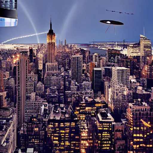 Image similar to ufos over manhattan,