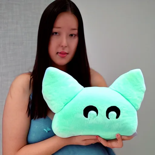 Prompt: cute mint green alien plushy