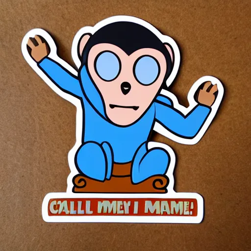 Image similar to sticker monkey shows call me gesture