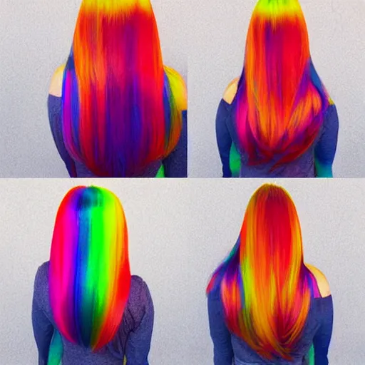 Image similar to rainbow hair animated on white background