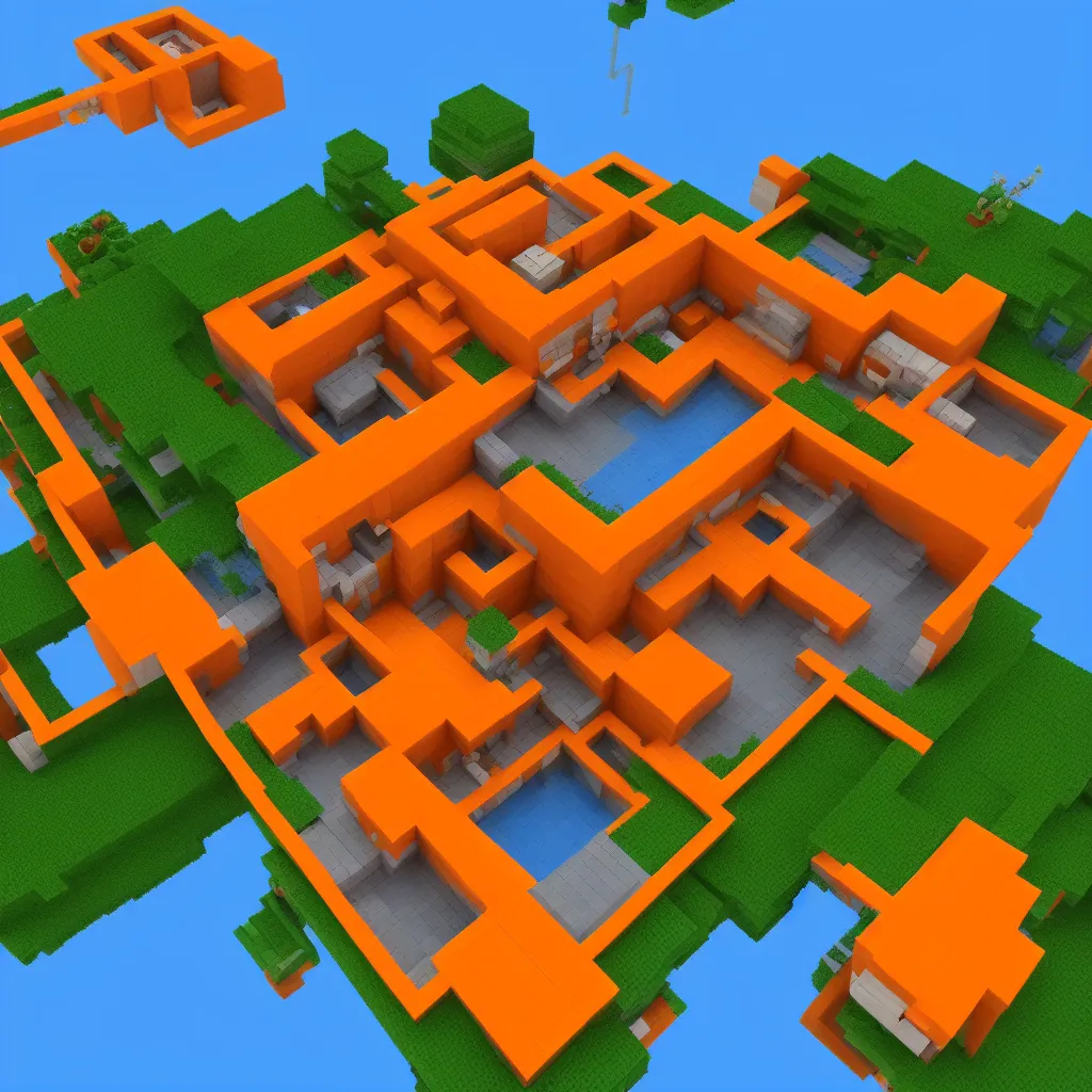 Prompt: a orange voxel style villa in the metaverse