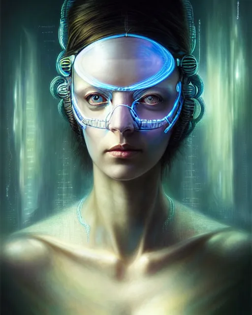 a detailed portrait of cyberpunk female model ( dna | Stable Diffusion ...