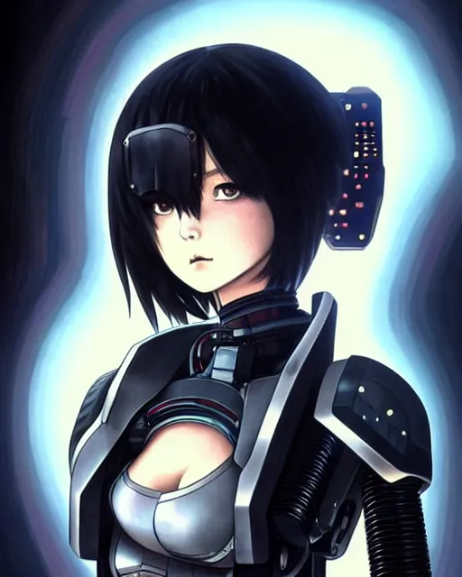 Image similar to portrait Anime cyberpunk cyborg girl in mechanical armor, blame, cute-fine-face, black-hair pretty face, realistic shaded Perfect face, fine details. Anime. Warhammer 40000, realistic shaded lighting, by Ilya Kuvshinov katsuhiro otomo ghost-in-the-shell, magali villeneuve, artgerm, rutkowski, WLOP Jeremy Lipkin and Giuseppe Dangelico Pino and Michael Garmash and Rob Rey and Tsutomu Nihei