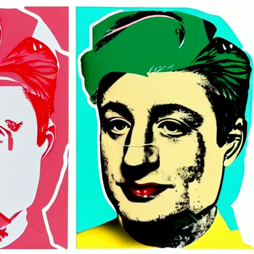 Image similar to zelenskiy, president. face like in his photographs. intricate sticker design by andy warhol