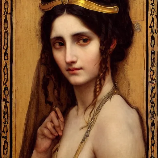 Prompt: orientalist portrait of an olive - skinned witch with cat ears in a sandstone intricate portrait by john william waterhouse and edwin longsden long and theodore ralli and henryk siemiradzki, very coherent symmetrical artwork. cinematic, hyper realism, high detail 8 k