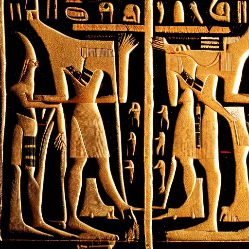 Image similar to The American Psycho in ancient egyptian hieroglyphs