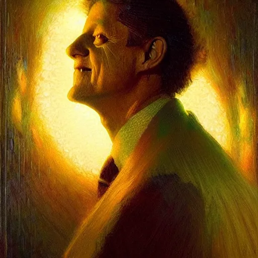 Image similar to bill clinton made of vegetables!!!, radiant light, caustics, heroic, bright iridescent light, by gaston bussiere, bayard wu, greg rutkowski