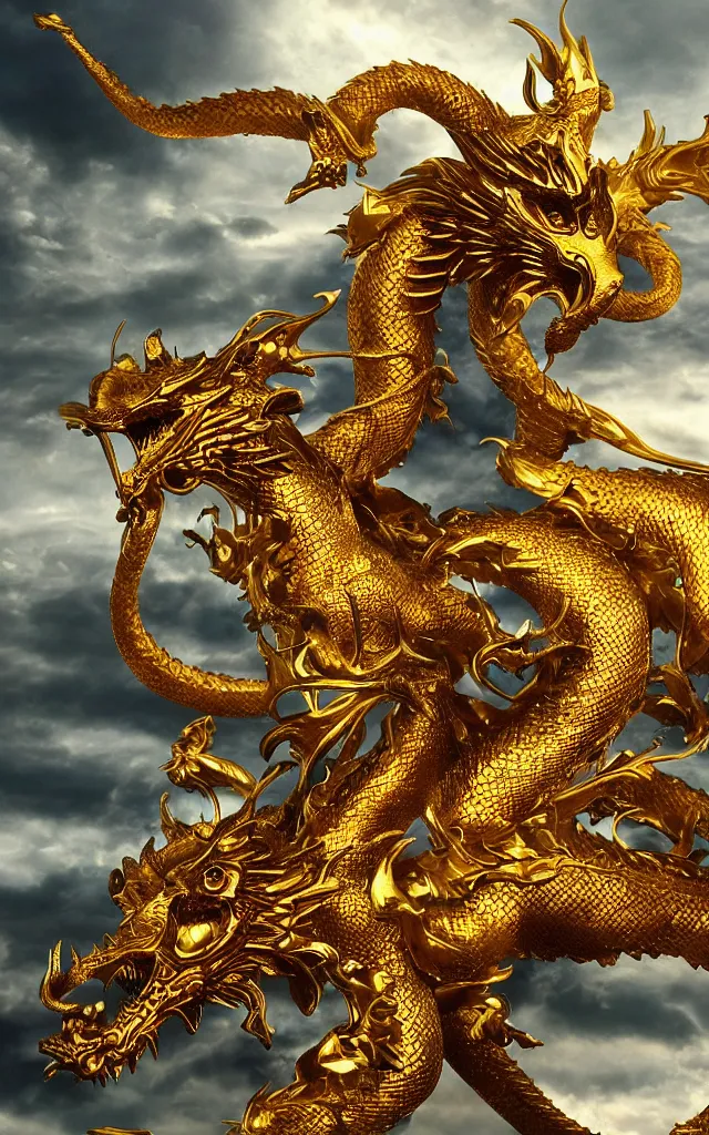 Image similar to golden dragon, epic, legendary, cinematic composition, stunning atmosphere