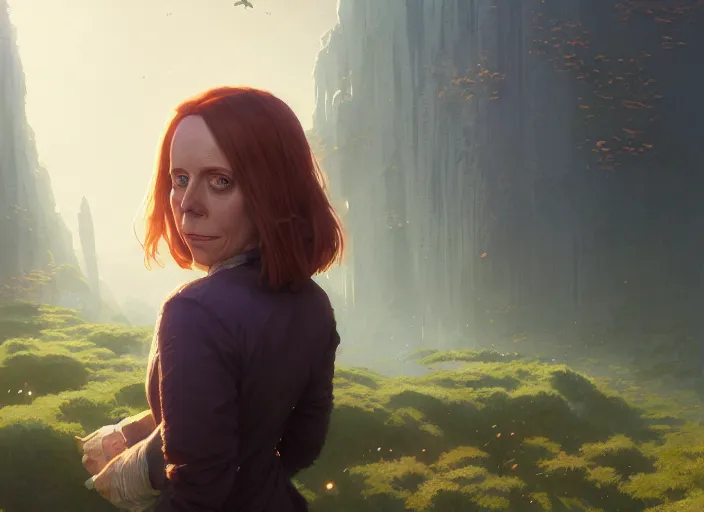 Image similar to highly detailed portrait of holly flax, stephen bliss, unreal engine, fantasy art by greg rutkowski, loish, rhads, ferdinand knab, makoto shinkai and lois van baarle, ilya kuvshinov, rossdraws, tom bagshaw, global illumination, radiant light, detailed and intricate environment