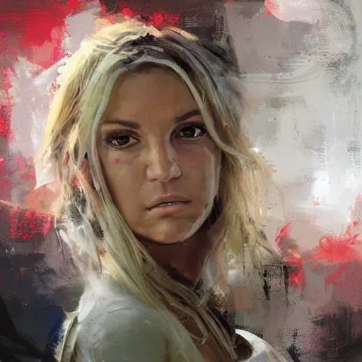 Image similar to jamie lynn spears and britney spears morphed together, hybrid, jeremy mann painting