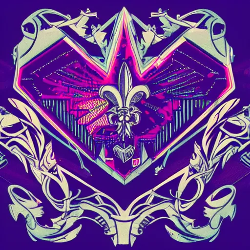 Image similar to Fleur-de-lis,cyberpunk,retrowave art,trending on art station