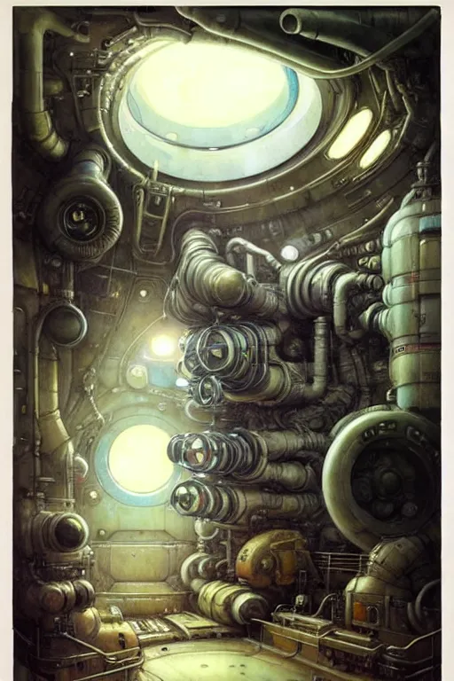 Image similar to (((((2050s spaceship engine room . muted colors.))))) by Jean-Baptiste Monge !!!!!!!!!!!!!!!!!!!!!!!!!!!