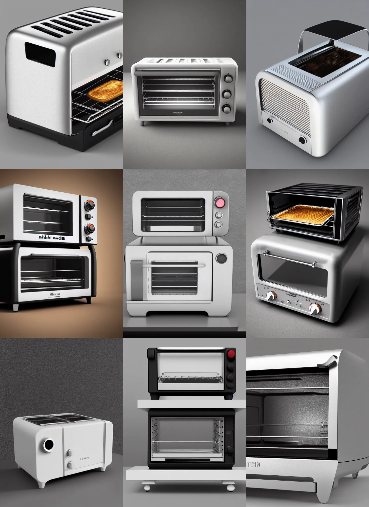 Prompt: toaster oven, detailed 3 d render, global illumination, unreal engine, dribble trending, designed by dieter rams