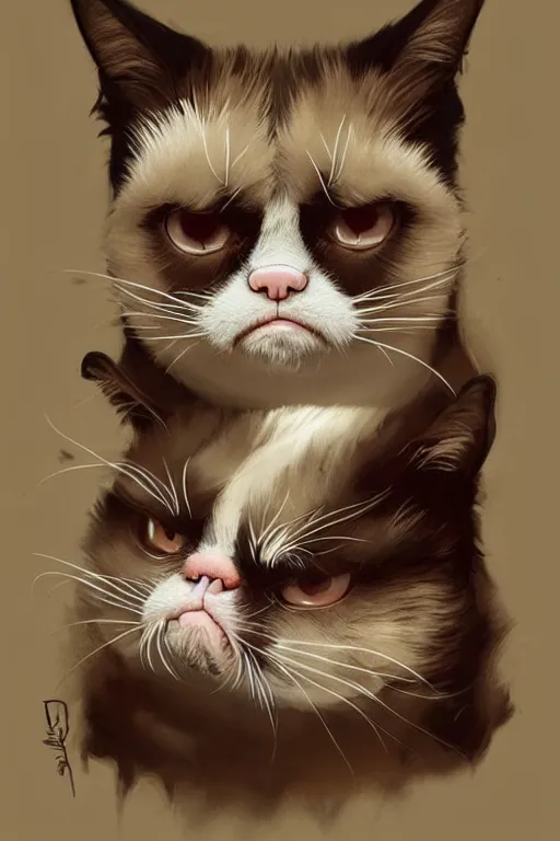 Prompt: Grumpy Cat mob boss, highly detailed, digital painting, artstation, concept art, smooth, sharp focus, illustration, art by artgerm and greg rutkowski and Goya