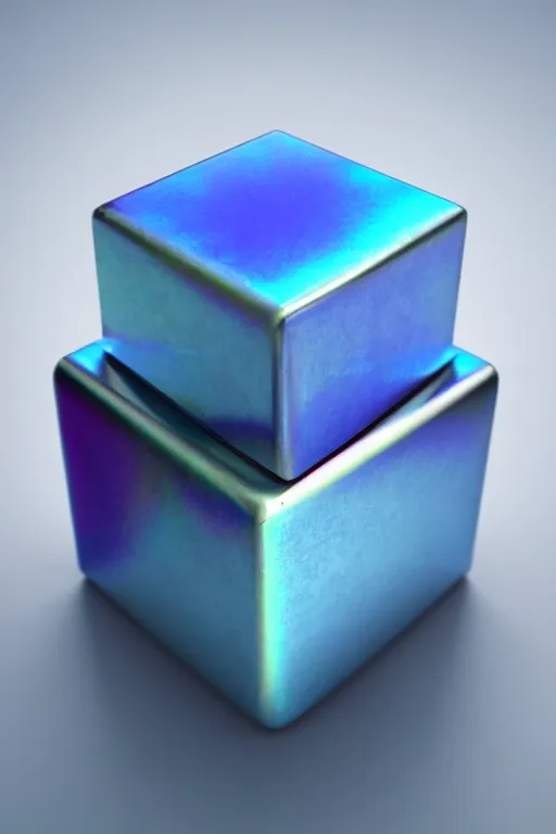 Image similar to iridescent cube, sharp focus, highly detailed, 3 d, rendered, octane render, still photo, realistic, central composition, cinematic, dynamic lighting