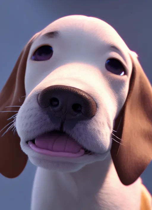 Image similar to 🐶, anime, disney, pixar, 8 k, hd, dof, kodak film, volumetric lighting, subsurface scattering, photorealistic, octane render, details