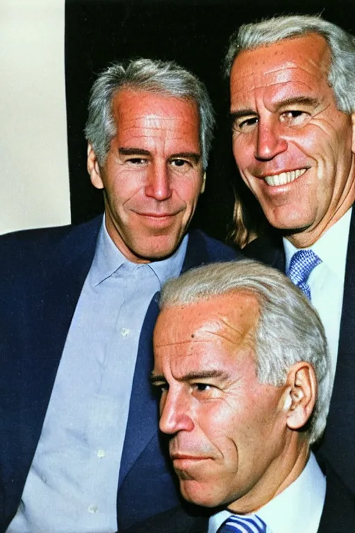 Image similar to a Polaroid of joe biden and Jeffrey epstein