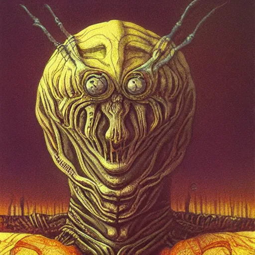 Prompt: the Baron from dune in the style of beksinski and giger