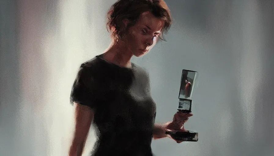 Image similar to concept art of black mirror series, nobel prize cinematic shot, oil painting by jama jurabaev, brush hard, artstation, high quality, brush stroke