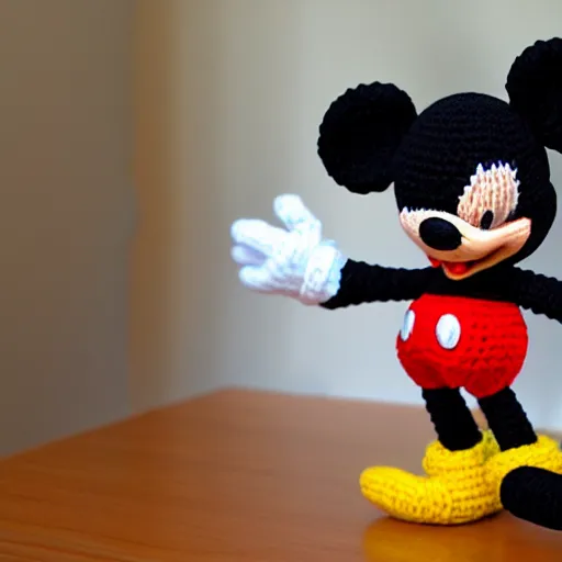 Prompt: amigurumi of mickey mouse