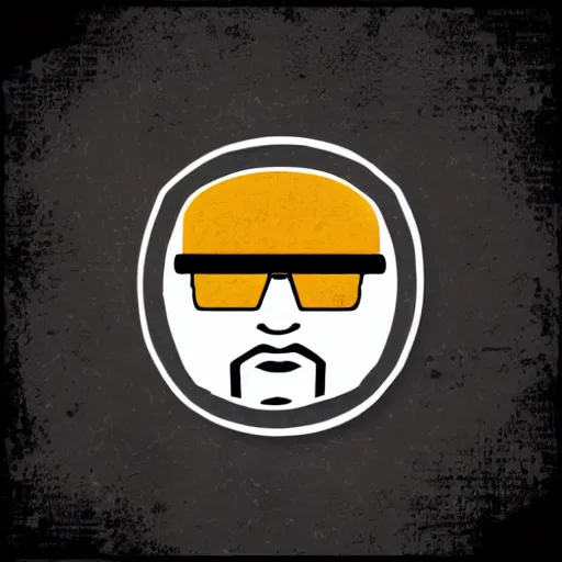 Image similar to warning sign with a vector graphic of heisenberg,