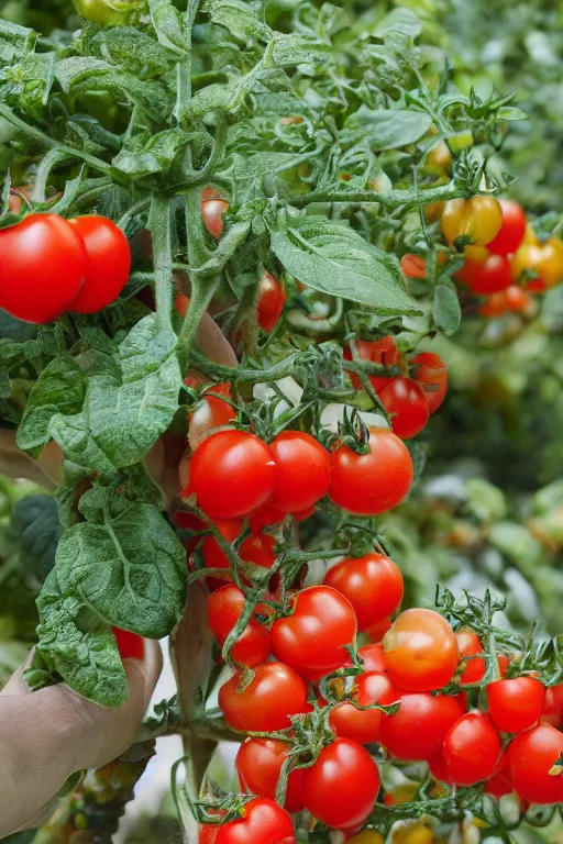 Image similar to a potted tomato plant with an ethernet connection, its leaves and tomatoes form a web developer interface for html 5 iot web 2. 0, high resolution megapixel photograph