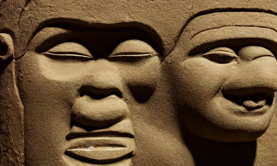 Prompt: an ancient egyptian stone carving of shrek, 4 k, trending on artstation, detailed, film still