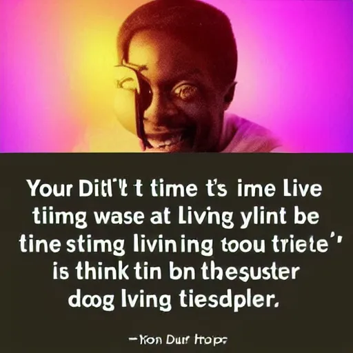 Image similar to your time is limited, so don't waste it living someone else's life. don't be trapped by dogma - which is living with the results of other people's thinking.