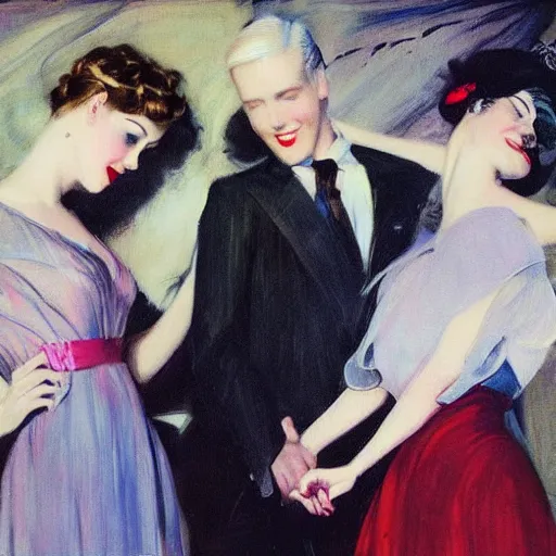 Image similar to best friends, art by edward mason eggleston, olivia, coby whitmore, rolf armstrong, wlop