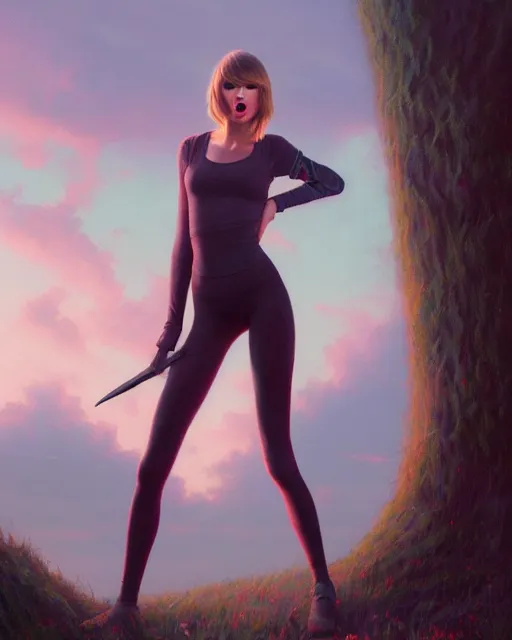 Image similar to highly detailed vfx portrait of, taylor swift in leggings by stephen bliss, chalk, unrealengine, greg rutkowski, loish, rhads, beeple, chalk, makoto shinkai and lois van baarle, ilya kuvshinov, rossdraws, tom bagshaw, basil gogos