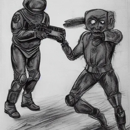 Image similar to arrest of an extraterrestrial grey alien zeta reticulan by spetsnaz