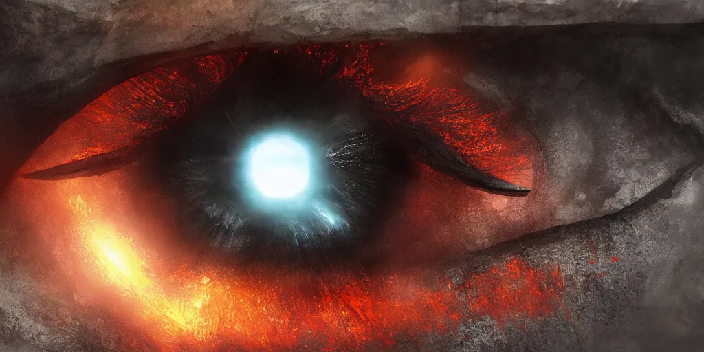 Image similar to the eye of sauron from lord of the rings, the great eye, shadow of mordor, lord of the rings, jrr tolkien, hd, 8 k rpg, dungeons and dragons, elden ring, adventure, environment, smooth, sharp focus, deviantart, artstation