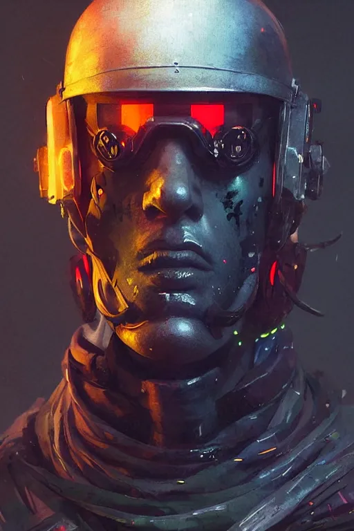 Image similar to soldier from battlefield 1, cyberpunk futuristic neon. decorated with traditional japanese ornaments by ismail inceoglu dragan bibin hans thoma greg rutkowski alexandros pyromallis nekro rene maritte illustrated, perfect face, fine details, realistic shaded, fine - face, pretty face