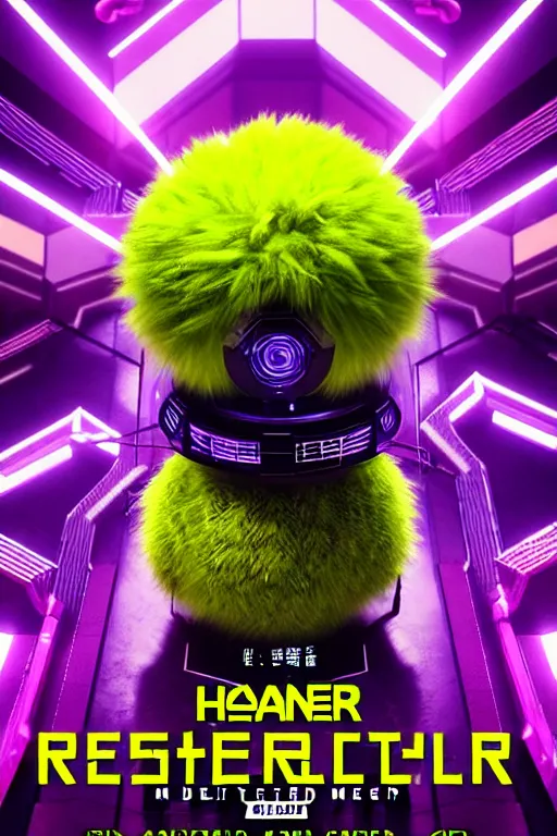 Image similar to high quality 3 d render cyberpunk very tennis ball monster highly detailed, unreal engine cinematic smooth, in the style of blade runner & detective pikachu, hannah yata charlie immer, purple light, low angle, uhd 8 k, sharp focus