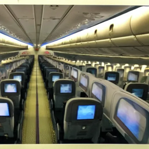 Prompt: last photo inside a japanese airplane cabin