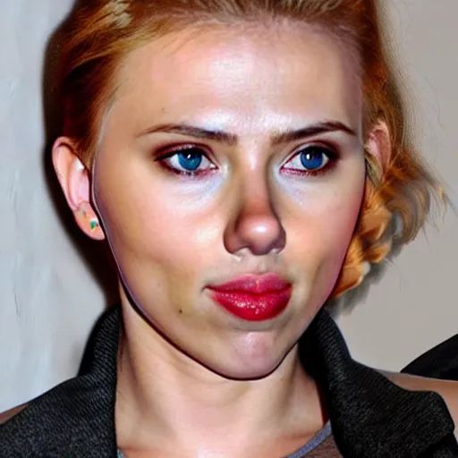 Prompt: hamster with the face face face face of scarlett johansson, scarlett johanssons face on a hamster