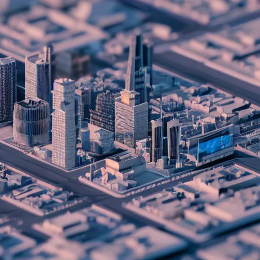 Prompt: isometric 3 d render of a city on a cpu chip, macro tilt shift extreme close - up of a city built on cpu, unreal engine render, isometric model rendered in octane