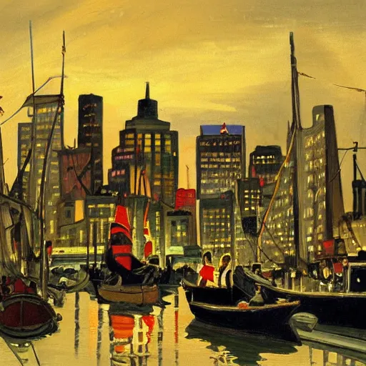 Prompt: painting of boston by michel delacroix, very detailed, high quality