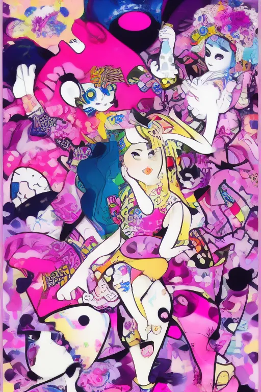 Image similar to empowering female artwork by tokidoki, ali sabet, lisa frank & sho murase