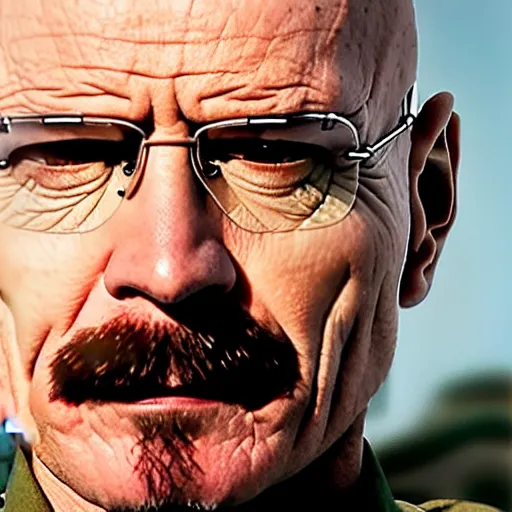 Image similar to still of Walter White as a soldier in the movie Top Gun: Maverick (2022)