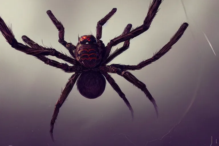 Prompt: Digital picture of a giant spider in a huge web, hyperdetailed, artstation, cgsociety, 8k