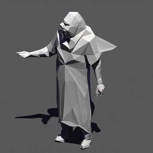 Image similar to Isometric low poly 3D model of a wizard, Unreal Engine, Blender, 4K, sharp